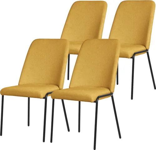 ML-Design Esszimmerstühle 4er Set Senf Küchenstühle aus Polyester mit Metallbeinen Wohnzimmerstühl mit Rückenlehne Polsterstühle für Esszimmer Küche