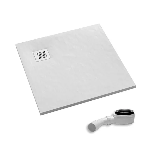 Aquabad® Duschwanne PALAST White Stone inkl. Ablaufgarnitur, Quadrat, Acryl, 1-St., Duschwanne + Ablaufgarnitur, 80x80 cm