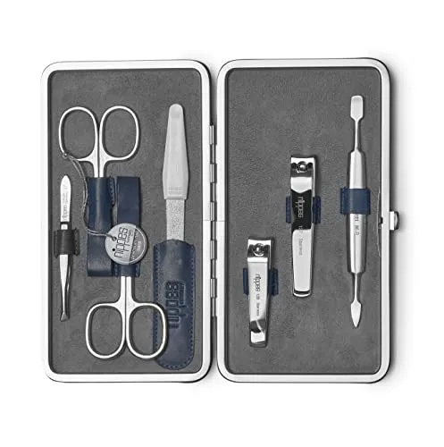 nippes Solingen Maniküre Set Vintage, 7-teilig - Maniküre- & Pediküre-Set aus antikem Rindsleder, ideal für vollständige Nagelpflege zuhause oder auf Reisen, Made in Germany mit hochwertigem Zubehör.