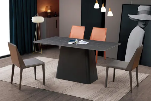 Klassischer Esstisch mit 4 Stühlen Set 5-tlg - Elegantes 5-teiliges Set für das Esszimmer: Rechteckiger Tisch aus Holz mit 4 modernen Stühlen, ideal für gesellige Abende. Pflegeleicht und stabil, perfekt für bis zu 4 Personen.