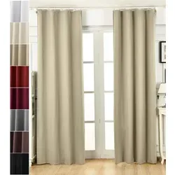 WOLTU Vorhang Blickdicht Gardinen mit Kräuselband für Schiene, Leichter & weicher Verdunklungsvorhang wärmeisolierend, Thermovorhang Kälteschutz für Wohnzimmer Schlafzimmer, 135x245 cm, Sand