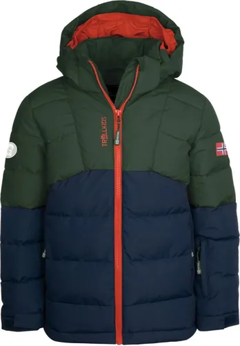 Trollkids Kids Gryllefjord Jacket 116, Forest Green - Funktionsjacke für Kinder, wasserabweisend und winddicht, bietet hohe Wärmeleistung und komfortable Ärmelbündchen mit Daumenloch für optimalen Schutz.