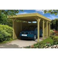 Einzelcarport SKAN HOLZ Friesland inkl. Seiten- und Rückwand - Gartenhäuser, Geräteschuppen & Carports - Robuster Carport mit Flachdach, idealer Schutz für Ihr Fahrzeug und zusätzliche Stauraummöglichkeiten.