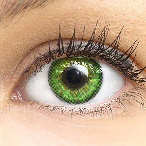 Grüne Farbige Kontaktlinsen Fresh Mint Grün Sehr Stark Deckende SILIKON COMFORT NEUHEIT von GLAMLENS + Behälter - 1 Paar (2 Stück) - DIA 14.50 - Mit Stärke -3.50 Dioptrien