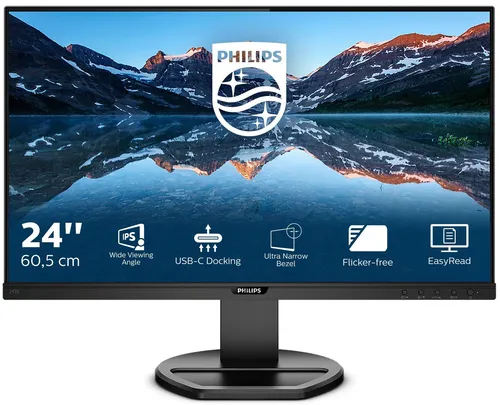 Philips 243B9 - 24 Zoll FHD USB-C Docking Monitor, höhenverstellbar mit Power Delivery und FlickerFree Technologie für effizientes Arbeiten