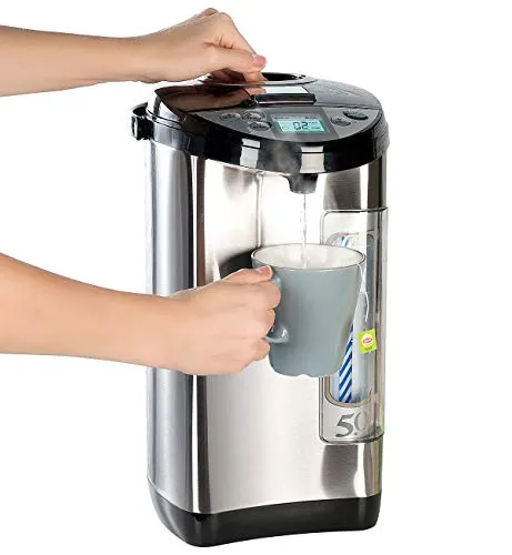 Rosenstein & Söhne Wasserkocher: Heißwasserspender, 5-Liter-Wassertank, 5 Temperaturstufen, 1.200 Watt (Heisswasserbereiter, Wasserbereiter, Durchlauferhitzer)