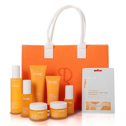 Vitamin C Gesichtspflege Set - Serum, Augenserum, Tages- & Nachtcreme, Tuchmasken und mehr - [VOLLSTÄNDIGE PFLEGEROUTINE] 17-teiliges Set für eine umfassende Hautpflege mit perfekt abgestimmten Produkten für jeden Hauttyp. [FEUCHTIGKEIT & STRAHLENDE HAUT] Enthält feuchtigkeitsspendende Inhaltsstoffe für ein geschmeidiges Hautgefühl und natürliche Ausstrahlung.