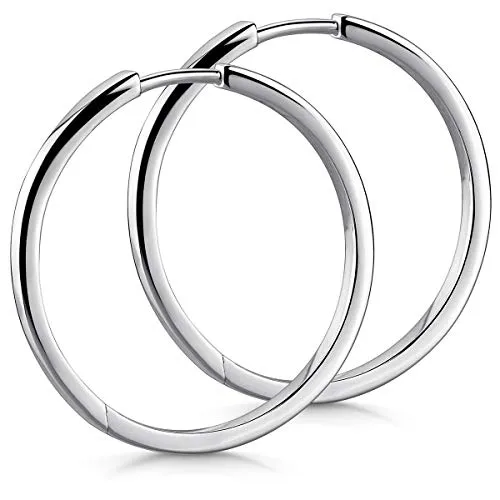 Materia Damen Ohrringe Silber 925 Klappcreolen 33mm - Ohrringe für Damen aus rhodiniertem 925 Sterling Silber, vielseitig kombinierbar und ideal für jeden Anlass. Lieferung in hochwertiger Schmuck-Schachtel.