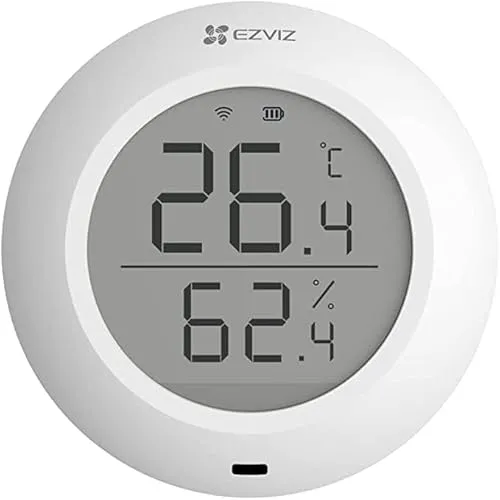 EZVIZ WLAN Temperatur- und Feuchtigkeitssensor, intelligenter Temperatur- und Luftfeuchtigkeitsmonitor, kabelloser Temperatur- und Feuchtigkeitsdetektor für Innenbereich, funktioniert mit A3 (T51C)