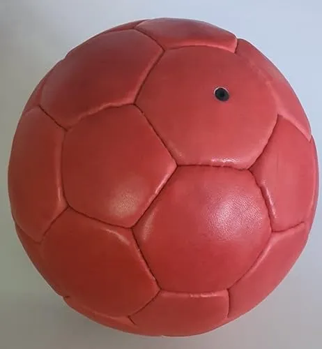 scherenkauf Leder Handball rot, Damen, Gr. 2, handgefertigter Echtleder-Handball, Durchmesser 17cm, Umfang Circa 51-53cm, Gewicht Circa 330g