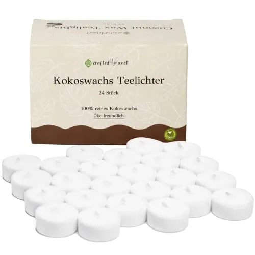 Kerzenmanufaktur x Crafted 4 Planet Reine Kokoswachs Teelichter (24 Stück)
