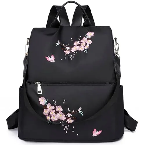 Eshow Rucksack Damen Klein, Anti-Diebstahl Elegant Cityrucksack Tagesrucksack, Kleine 3 in 1 Rucksackhandtasche für Mädchen Und Frauen, Rucksacktasche Modern für Pendeln Schule Arbeit Reise Schwarz