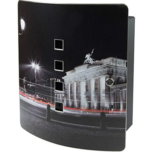 Schlüsselbox 38970, 10 Haken - Schlüsselkästen mit Magnetverschluss, 10 Haken für optimale Organisation, ideal für Zuhause oder Büro, robustes Stahlblech und edelstahl Tür.