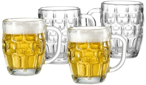 Ritzenhoff & Breker Bierkrug Luis 4er Set - Bierkrüge aus Glas mit 500 ml Füllmenge, vereinen traditionelles Design mit modernem Stil – ideal für gesellige Abende.