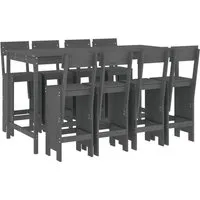 vidaXL 9-tlg. Gartenbar-Set aus massivem Kiefernholz - Gartenmöbel-Set für gesellige Stunden im Freien, gefertigt aus robustem Kiefernholz mit bequemen Barhockern und einem eleganten Tisch.