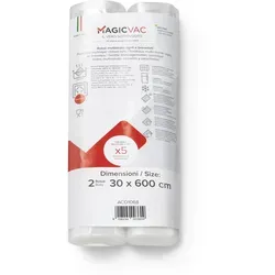 Magic Vac Vakuumierfolienrollen ACO1068 Transparent 30 cm x 600 cm 2 Stück