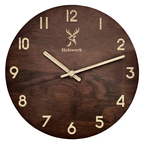 Holzwerk Wanduhr Designer Vintage Loft in braun von Holzwerk