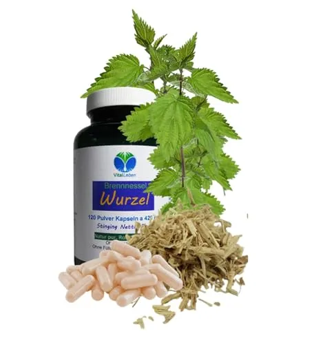 BRENNNESSELWURZEL 120 Kapseln NATUR PUR Brennnessel Wurzel zur FREUDE von BLASE & PROSTATA nach Hildegard von BINGEN nicht aus Extrakt - OHNE ZUSATZSTOFFE 26950-120