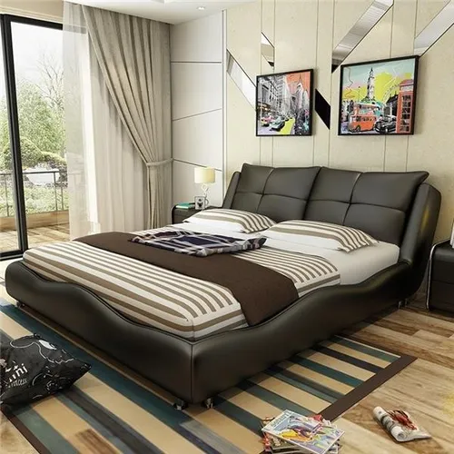 Luxus Doppelbett Gestell aus Leder für Schlafzimmer