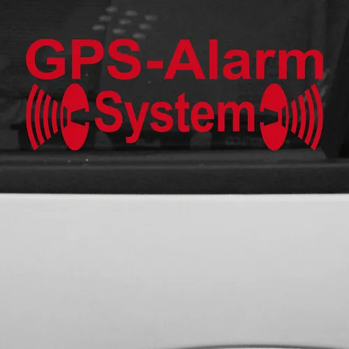 GPS Alarm System rot gespiegelt für Fensterscheibe Schaufenster Aufkleber Tattoo