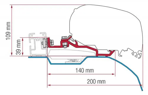 Fiamma F80 Adapter für Fiat Ducato ab Bj. 07/2006 mit Smart Clamp System