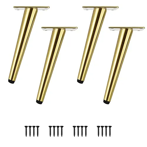 SIVIKIO Möbelfüße 4 Stück Möbelbeine Kegel Schräg/Vertikale Möbelfüße Edelstahl mit rutschfeste Gummibasis DIY für TV-Schrank Bett Sofa Badschrank (Höhe-25CM (10