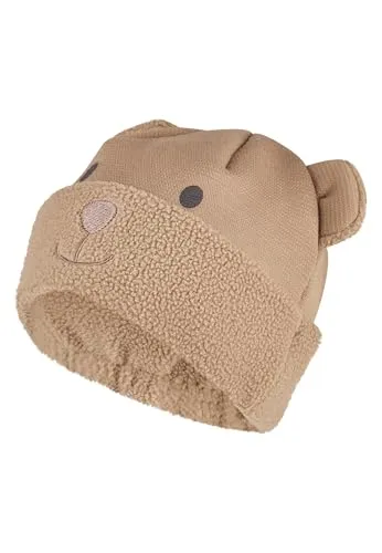 Sterntaler Beanie aus Baumwoll-Mischgewebe mit Bärengesicht