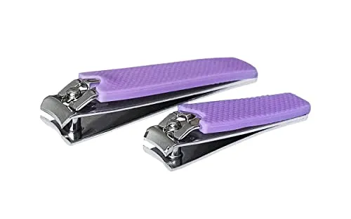 NAGELKNIPSER 2er Set Nagel Zehennagelknipser Fußnagelknipser Nagel Knipser Nagelschneider Nagelschere Box Nagelzwicker Maniküre Pediküre 4-Varianten 95 (Lila)