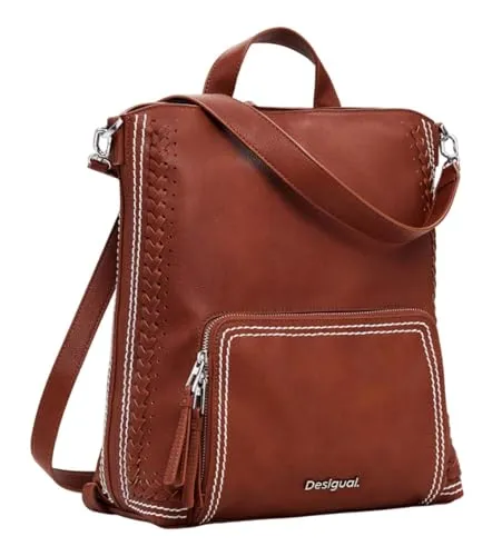 Desigual Back_trama Pretoria - Lässiger Damen Tagesrucksack in Braun - Tagesrucksäcke mit praktischem Reißverschluss, ideal für den Alltag und stylische Akzente.