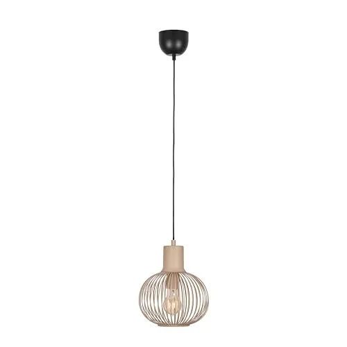 lightling Gisela Pendelleuchte, einflammige Hängeleuchte, Ø Schirme 23 cm, Höhe: verstellbar bis 150 cm, Metall, exkl. 1 x E27, max: 10W, sand