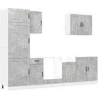 vidaXL 7-tlg. Küchenschrank-Set Lucca Betongrau - Küchenunterschränke mit elegantem Design und viel Stauraum. Robuste Holzwerkstoff-Oberfläche, die feuchtigkeitsbeständig und pflegeleicht ist. Verstellbare Füße für optimale Anpassung an Ihre Kücheneinrichtung.