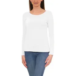 Alkato Longshirt Alkato Damen Langarm Shirt mit O-Ausschnitt weiß XL