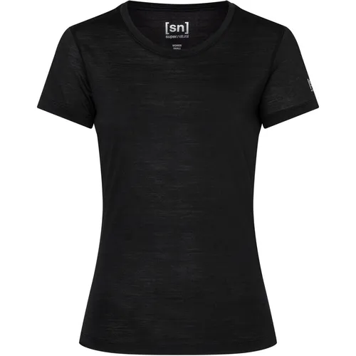 Super.Natural W SIERRA140 Tee jet black (872) L - Outdoor & Funktionsshirts für Damen, ideal für Wandern und Alltag, aus 50% Merinowolle für optimale Thermoregulation und Geruchsabweisung.