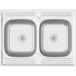 vidaXL Doppelspüle Edelstahl 800x600 mm