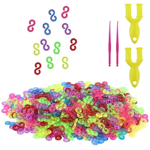 LWMLWM Loom Bänder Verschlüsse, 1000 Stück Bunte S Clips, Kunststoff Webstühle Bands Clips für Armbandverbindung