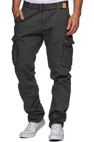 Indicode Cargohose William grau M - Wanderhose in Grau für Herren, aus 98% Baumwolle und 2% Elasthan, pflegeleicht und elastisch, ideal für Outdoor-Aktivitäten und Freizeit.