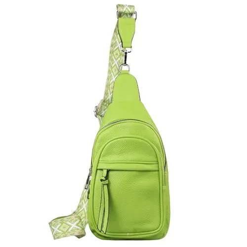 OBC Damen Bodybag Sling Tasche Rucksack Gürteltasche Crossbag Crossover Schultertasche Crossbody Brusttasche Umhängetasche Apfelgrün V1