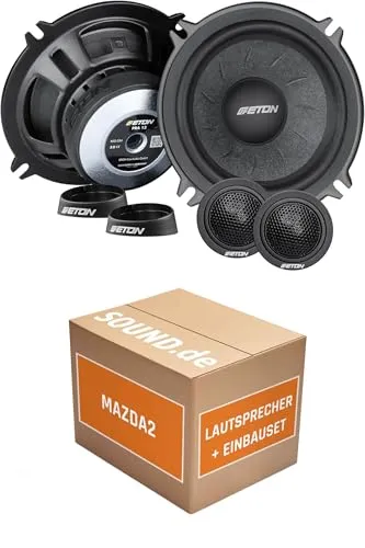 Lautsprecher Boxen Einbaupaket für Eton PRA13 kompatibel mit Mazda3 Typ BL vorne | 2X Tief-Mitteltöner 2X Hochtöner