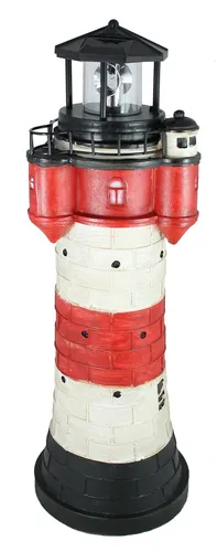 Leuchtturm Solar Roter Sand 50 cm mit LED Beleuchtung - Gartenfiguren & Verzierungen, handbemalt und solarbetrieben, ideal für Balkon und Rasen, sorgt für maritimes Flair bei Tag und Nacht.