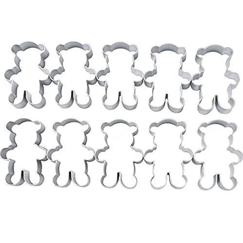MEIRRAI 10-teiliges Ausstechformen Set in Teddybärform, Keksform Metallmaterial in Lebensmittelqualität, Backzubehör für Keks, Bonbons, Backen Fondant