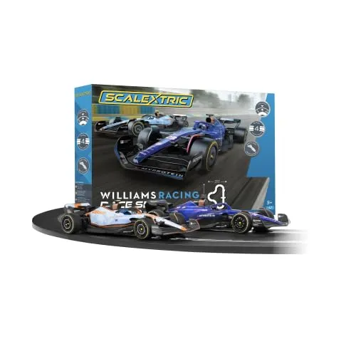 Scalextric C1450P 1:32 Williams Racing Race Set - Rennbahnen mit 484 cm Streckenlänge, 2 Handreglern und vielfältigen Streckenoptionen für spannenden Rennspaß zu Hause.
