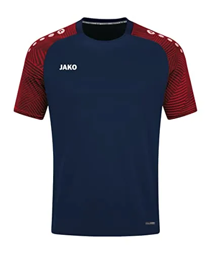 JAKO Sport-Tshirt Performance - Herren, marineblau/rot, Größe L - Badmintonbekleidung Herren - modernes, atmungsaktives T-Shirt aus 100% recyceltem Polyester, ideal für Sportler durch schnelltrocknende Eigenschaften und stylische Jacquard-Ärmel.