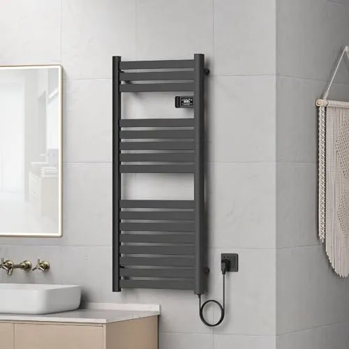 pro.tec Elektrischer Handtuchheizkörper Ringebu 500W - Heizkörper mit digitalem Thermostat, ideal zum Trocknen und Erwärmen von Handtüchern. Mit Zeitsteuerung und Überhitzungsschutz für maximale Sicherheit und Energieeffizienz.