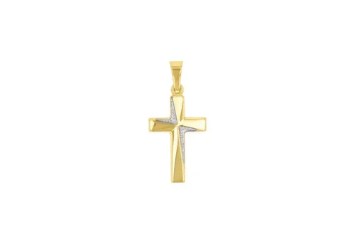 Amor Motivanhänger Kreuz, Bicolor, 2,5 cm - Ketten für Damen, edler 375 Gold Anhänger im Kreuzdesign, perfekt als Geschenk in Schmuck Geschenk Box für besondere Anlässe.