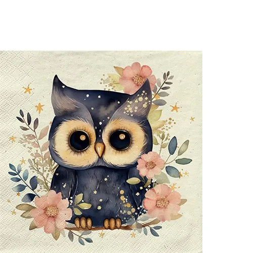 kleine Cocktailservietten nachhaltig Gras Magic Owl Blaue Eule Tiere Blumen 20