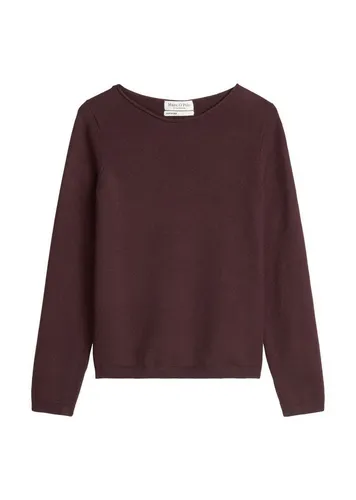 Rundhalspullover MARC O'POLO für Damen - Casual Rundhalspullover in Schwarz Cherry, aus hochwertigem Strick mit 45% Baumwolle, ideal für coole und legere Looks. Bequem und warm durch die Kombination aus Schurwolle und Alpaka.