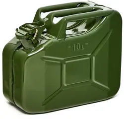 BW Benzinkanister 10 Liter - Olivgrün RAL 6003 - Sonstiges Autozubehör, robuster 10L Metallkanister aus pulverbeschichtetem Stahl, TÜV-geprüft und ideal für langfristige Nutzung.