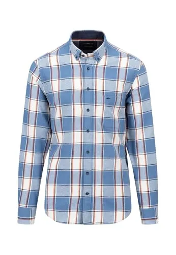FYNCH-HATTON Herren Hemd in Blau/Weiß, Größe L - Herren Plussize Hemd von FYNCH-HATTON aus 100% Baumwolle mit stylishen Karo-Muster, ideal für lässige und elegante Anlässe.