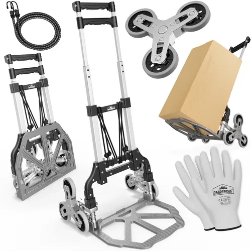 GARDEBRUK® Treppenkarre Aluminium klappbar 80kg - Sackkarre für Umzüge und Transporte, klappbar und leicht aus Aluminium, max. Tragkraft 80kg - ideal für Heimwerker und Lieferungen.