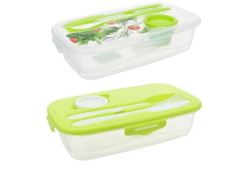 Neuetischkultur Lunchbox Frischhaltedose mit Besteck 2 Stück Easylunch, Kunststoff, (2-tlg., 2 Dosen mit Deckel und Besteck in 2 verschiedenen Farben), Lunchbox Salatbox To Go